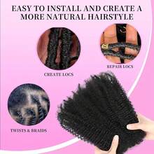 Afro Kinkys Bulk Synthetic Hair For Dreadlock Extensions Loc Repair Braiding Twist Tight Afro Kinky Synthetic Hair For Locs Women Men All Use - Black - View 2