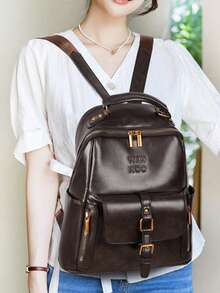 2026 Luxury Retro Style Women Backpack Fashion Brand Designer Handbag High Quality PU Leather Shoulder Bag For Ladies Daily Use - Brown - View 12