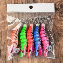 5pcs Sinking Wood Shrimp Lure Set, Sea Fishing Squid Octopus Bait Combination - Multicolor - View 3
