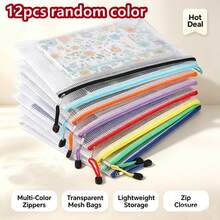 A4 Zipper File Bag, Random Color Mesh Zipper Bag, Puzzle Storage Bag, Transparent Thickened Mesh File Zipper Bag, Document Bag, Suitable For Travel, School, Office, School Supplies, Back To School Season - Multicolor - View 12