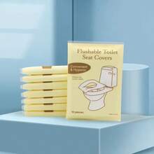 10pcs/30pcs/50pcs Dissolvable Disposable Toilet Seat Covers, Suitable For Outdoor, Travel, Flushable One-Time Toilet Seat Liners - Yellow - View 1