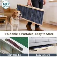 Foldable Dog Ramp For High Bed, 32" L Wooden Dog Stairs, For Small And Large Dogs, High Traction Platform, 4 Adjustable Heights 14.7"-20",Supports Up To 150 Lbs, Small Size For Puppies - Natural Wood Color - View 8