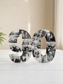 1pc Custom Photo Collage Acrylic Stand Ornament, Personalized Splicing Digital Desktop Decor Sign For Birthday Party Home Tabletop Decoration Gift - Multicolor - View 14