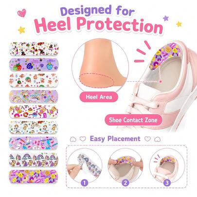 20/40/100pcs Stiker Pelindung Tumit Bergambar Kartun Lucu, Pelapis Tumit Anti Gesekan Perekat Lembut, Bantalan Sepatu Pencegah Lecet untuk Sepatu Sneaker, Sepatu Flat, Sepatu Kasual, Aksesoris Perawatan Kaki Anti Aus