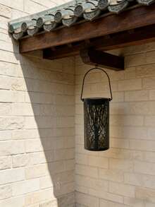 Iron Hollow Forest Projection Solar Lantern, Portable Outdoor Waterproof Garden Balcony Atmosphere Floor Light Shadow Night Light - Black Forest Lantern - View 4