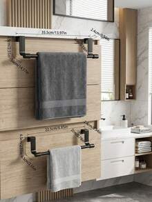 1pc Stainless Steel No-Drill Towel Rack, No-Punch Cabinet Door Hanging Towel Rack, Space-Saving Hanging Storage Organizer, Suitable For Kitchen Cabinets, Bathroom Washcloth Rack, Home Cleaning Cloth Rack, Kitchen Storage Accessories, Kitchen Storage Organizer, Kitchen Decor, Home, Kitchen Storage Organizer, Kitchen Accessories, Kitchen Storage Rack, College Essentials, Kitchen Storage Organizer - Black - View 14