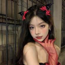 Halloween, Decoração de Halloween, Festa, Presilhas de Cabelo com Laço de Asa de Morcego Diabo Gótico, Presilhas e Grampos de Cabelo Fofos, Acessórios de Cabelo Preto e Vermelho, Ideal para Cosplay de Halloween, Festa Temática, Viagem Diária, Escola, Presentes Fofos Perfeitos para Meninas - presilha de cabelo - Visão 8