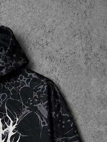 Sudadera con capucha para hombre de otoño/invierno, estilo americano oscuro, estética gótica, subcultura, vintage, elemento de terror, estampado de calavera en todo el Body, para uso diario, hogar, oficina, exterior, ciudad, regular, calle, casual, juvenil, minimalista, campus, retro, versátil, texturizada, elegante, personalizada, deportes - Multicolor - Ver 5