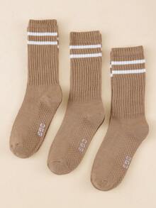 1/3 Pairs Women's Autumn/Winter Maillard Color Palette Versatile Casual Striped Double-Bar College Style Mid-Calf Socks - Multicolor - View 8