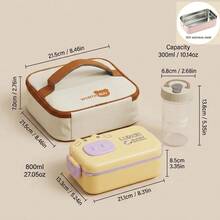 Cartoon Bento Box Adult, PP Plastic Microwavable Lunch Containers, Meal Prep Containers With Dividers, Travel Food Containers With Lids, Bento Box With Lunch Bag Water Bottle Fork Spoon, School Student Lunch Set - Multicolor - View 22