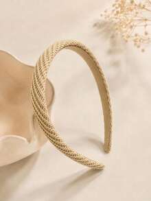1pc Girls Maillard Color Fine Knit Fashionable Elegant Minimalist High Crown Headband Suitable For Daily Wear - Multicolor - View 9