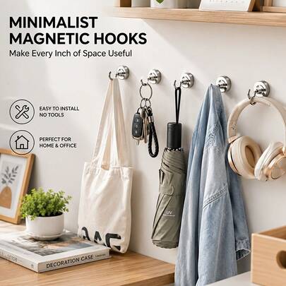2026 Nuevo Estilo de Moda Moderno 10 piezas Ganchos de Metal Premium Engrosados Resistentes al Desgaste Clásicos Duraderos, Adecuados para el Hogar, Oficina, Cocina y Organización de Almacenamiento en el Garaje, Accesorios de Organización Prácticos, Adecuados para Múltiples Escenarios, Almacenamiento Diario