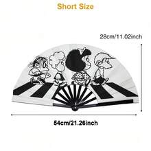 1pc Fashionable Folding Fan, Lightweight And Durable Plastic Material With Classic Black And White Striped Pattern, Summer Cooling Party Music Festival Atmosphere Essential - Multicolor - View 5