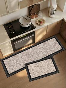 1 Pc Brown Stripes Pattern Kitchen Mat, 3.5 Mm Soft Rubber That Absorbs Water And Is Easy To Clean. Suitable For Corridors, Bathrooms, Living Rooms, Outdoor Door Mats, And Toilets. Useable Throughout The Year And For Various Holidays. - Multicolor - View 2