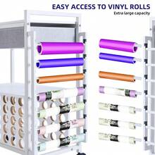 Garvee Rolling Craft Storage Cart,Scrapbooking & Sewing Organizer Trolley, MDF & Iron, Locking Caster Wheels, Space-Saving Craft Room Storage - White - View 4