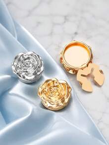 6/2/1pc Vintage Metal Rose Flower Button Covers - Carved Metallic Rose Cufflinks Covers, French Shirt Cuff Clips For Formal & Weddings - Multicolor - View 3