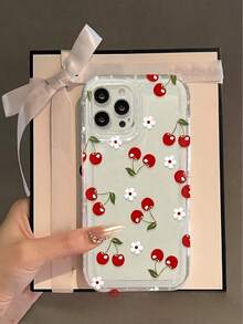 Cherry Apple 17 Phone Case Compatible With IPhone 15, 16, 14 Pro Max, 12, 13 Silicone Soft Full Coverage Protective Cover - Clear - View 4