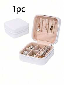 1pc Portable Travel Jewelry Storage Box, Mini Jewelry Box, Small Jewelry Zipper Box, Multi-Functional Ring Display Box, Jewelry Organizer Box, Suitable For Earrings, Necklaces, Pendants, Gift Storage Box, Polyester Waterproof Jewelry Storage Box, Large Capacity Jewelry Display Box, - Multicolor - View 9