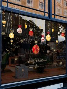 2 Sheets Christmas Window Sticker, Cute Design Window Film For DIY Christmas Window Decoration, For Displaying Christmas Ball Ornaments On Window Glass Doors As Christmas Decorations And Gifts. - Multi-color - View 7