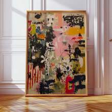 1pc Abstract Colorful Expressionist Painting Print, Pink Black Yellow Mixed Media Textured Wall Art, Bold Statement Wall Art, Modern Textured Poster, Minimalist Color Field Decor For Home, Mid-Century Style Print, Framed/Frameless - Abstract - View 1