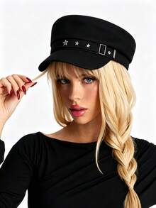 1pc Women's Black Flat Top Beret Hat, Autumn/Winter Versatile Painter Hat, Pumpkin Hat - Multicolor - View 19