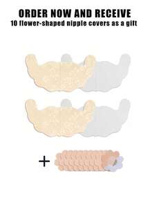 8入大尺寸蕾絲胸部提拉貼，隨機印花透氣隱形貼片，適用無袖婚紗，大罩杯黏性乳貼 - 彩色 - 查看 17