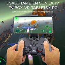 (Envío gratis) Control Celular Gamepad Videojuego Bluetooth Android Con Soporte - Negro - Ver 1