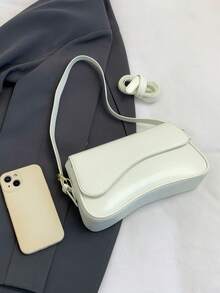 Hevel,1pc Women's Solid Color PU Fashion Underarm Bag, Versatile Shoulder Bag,Bags For Woman,White Bag - White - View 8