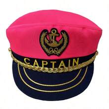 1pc Yacht Party Sun Protection Navy Hat, Captain Embroidered Role Play Sailor Cap - Multicolor - View 9