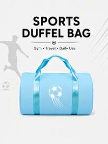 Soccer Pattern Sports Travel Bag, Lightweight Fitness Travel Shoulder Bag, Large Capacity Weekend Bag, Unisex - Multicolor - View 9