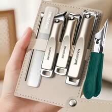 6pcs Set For Thick And Ingrown Nails – Designed For Seniors, Portable Home Nail Care Kit, Anti-Splash Nail Clipper + Cuticle Tools, Complete Manicure Set, Compact For Travel And On-The-Go Storage - A - View 5