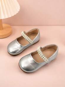 Girls Mary Jane Flats With Instep Strap - Silver - View 3