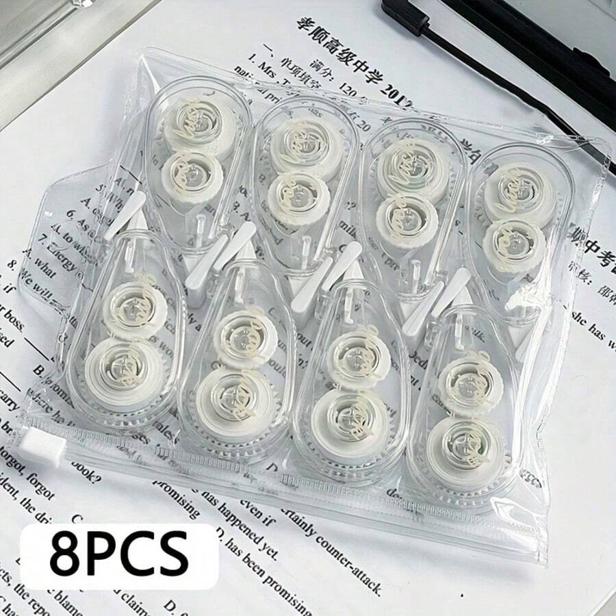 8Pcs Transparent Correction Tape, High Aesthetic, Large Capacity Portable, Suitable For Homework Correction, Office Erasing, Note Revision, Exams, Desk, School, Office, Learning Supplies, Gift For Students/Teachers, Daily Gift