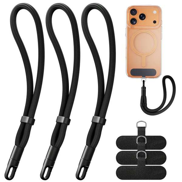 3pcs Adjustable Wrist Lanyard, Phone Lanyard Strap With 3 Tie Tabs, Suitable For Smartphones