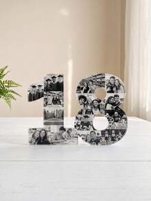 1pc Custom Photo Collage Acrylic Stand Ornament, Personalized Splicing Digital Desktop Decor Sign For Birthday Party Home Tabletop Decoration Gift - Multicolor - View 10