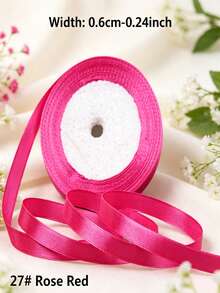 1 Roll 25 Yards 6mm Satin Ribbon, DIY Wedding Christmas Decoration Bow Making Handmade Card Gift Floral Accessories - 0.6cm Satin Ribbon - View 38