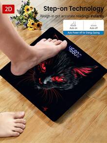 Dark Cat Red Body Weight Scale, With Backlit LED Display, Temperature Detection, High Precision, Max Weight 400 Lbs/180 Kg - A - 查看 1