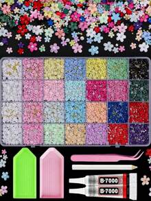 4000件 Y2K 風格藝術裝飾套組，28格 3D 樹脂花朵、金銀色魚鱗珠，低過敏性、無香料，DIY 修飾設計裝飾吊飾亮面套組 - 套裝 - 查看 6