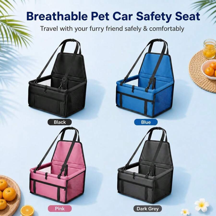 High-Quality Waterproof Pet Car Seat For Small To Medium Dogs, Portable Foldable Cat/Dog Carrier, Adjustable Straps And Secure Storage Compartment For Precise Fit To Front Seat, Stable And Non-Shaking, Suitable For Cats And Dogs Car Travel - Multicolor - View 1