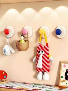 2 Pcs Dopamine Rotating Suction Cup Hook, Strong Movable Wall-Mounted Storage Hook For Bathroom Kitchen Entryway Bedroom Towel Organizer Adhesive Hook Reusable Stainless Steel Hardware Accessories - Multicolor - View 3