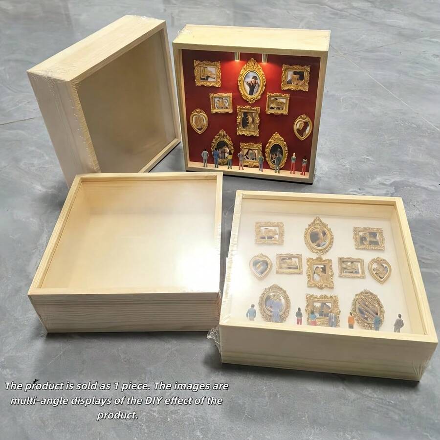 1个7.87英寸木质3D镂空相框，DIY迷你博物馆剪影盒，立体展示架，亚克力抛光表面，适用于干花、DIY艺术照片和特殊场合，家居和办公室装饰，照片和花卉组合相框，展示架