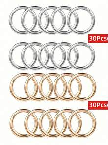 Anillo de resorte de gatillo plano, anillo de metal para llaves, anillo de hebilla redonda, adecuado para llaveros, bolsos, carteras - Reemplazo de gancho de llavero, anillo para llaves, manualidades DIY - Multicolor - Ver 18