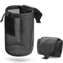 Bolsaáctica MOLLE - Bolsa de Utilidad Enrollable con Cordón para Cargadores, Bolsa de Cintura Plegable con Bolsillo de Malla EDC para Caza y Tiro DKKV - Negro - Ver 2