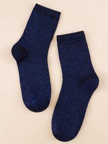 1/5/10 Paar Unisex Marineblau Glänzendes Gold & Silber Lurex Mittelhohe Socken, Bequem Hohe Elastizität, Geeignet für Pendeln, Ganzjähriges Tragen, Feuchtigkeitsableitend, Atmungsaktiv - marineblau - Übersicht 6
