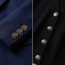 20pcs/1.3cm Fashion Personalized Minimalist Round Black & Gold Striped Plastic Buttons, Luxury Gold Rim Geometric Pattern Buttons, European & American Style High-End Vintage Oil-Drop Buttons, High-Quality Versatile Buttons For DIY Sewing, Clothes, Bags, Hats, Coats, Sweaters, Pants, Shirts Decoration - 20pcs/1.3cm Black and Gold Striped Buttons - View 5