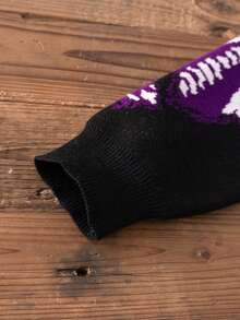 Boys Halloween Skeleton Bone Knit Pullover Sweater Suitable For Holiday Spring Autumn Winter - Black - View 6