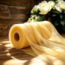1pc Yellow Sheer Chiffon Fabric, Long Solid Color Sheer Curtain, Multi-Purpose Party Backdrop Fabric, Suitable For Wedding Arch, Home Decor, Birthday Wedding Party Room Backdrop, Ceremony Backdrop, Dining Table Decor Scarf, Tablecloth, Photography Props, Solid Color Sheer, Christmas Decor, Christmas Room Decor, Etc. - Festive Decorations - a - View 12