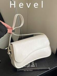 Hevel,1pc Women's Solid Color PU Fashion Underarm Bag, Versatile Shoulder Bag,Bags For Woman,White Bag - White - View 1