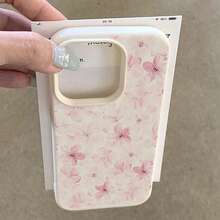 Phone Case - A Full-Screen Pattern of Elegant Pink Watercolor Flowers Suitable for TPU Cases for  16 Pro Max, Compatible with  16 Pro Max/14/16 Plus/15/13 Pro/12/11, Stylish And Business-Friendly Protective Case - Weiss - Übersicht 6
