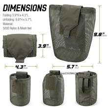 Bolsaáctica MOLLE - Bolsa de Utilidad Enrollable con Cordón para Cargadores, Bolsa de Cintura Plegable con Bolsillo de Malla EDC para Caza y Tiro DKKV - Negro - Ver 6